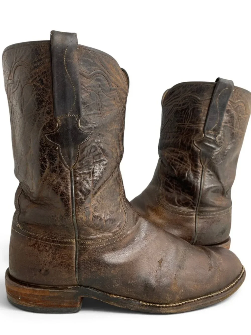 Vintage Lucchese Classics Western Cowboy Boots Brown Leather Men's  10.5 EE Wide